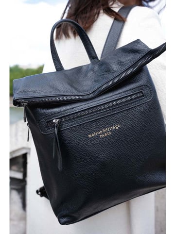 maison héritage PARIS Leder-Rucksack "Vale" in Schwarz - (B)35 x (H)33 x (T)11 cm