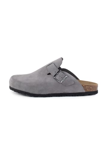 billowy Leder-Clogs in Grau