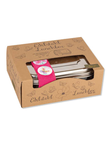 Lutz Mauder Edelstahl-Lunchbox "Schmetterling" in Silber/ Pink - (L)15,5 x (B)11,5 x (H)6 cm