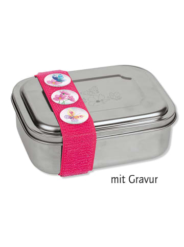 Lutz Mauder Edelstahl-Lunchbox "Schmetterling" in Silber/ Pink - (L)15,5 x (B)11,5 x (H)6 cm