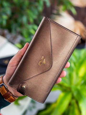 MORI Leren portemonnee lichtbruin - (B)20 x (H)10 x (D)3 cm