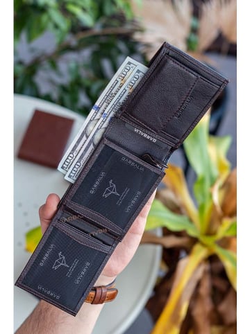 BAGmori Leder-Geldbörse in Braun - (B)11 x (H)8 x (T)2 cm