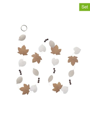 Boltze 2er-Set: Girlanden ''Autumn'' in Weiß/ Beige/ Hellbraun - (L)180 cm