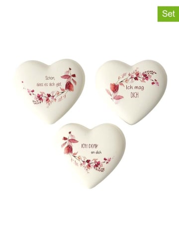 Boltze 3er-Set: Dekoaufsteller "Bernada" in Weiß/ Pink - (B)6 x (H)6 cm