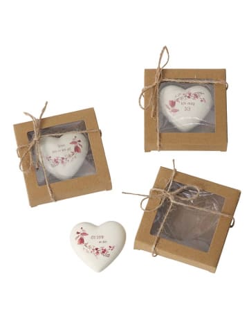 Boltze 3er-Set: Dekoaufsteller "Bernada" in Weiß/ Pink - (B)6 x (H)6 cm