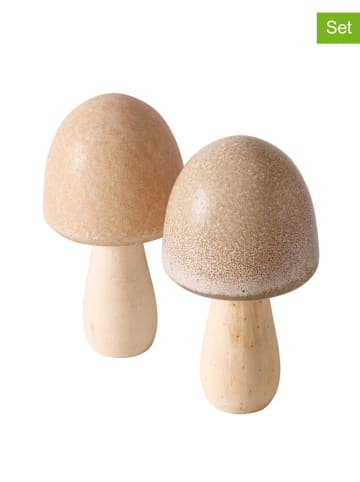 Boltze 2er-Set: Dekoaufsteller "Fazy" in Beige - (H)14 cm