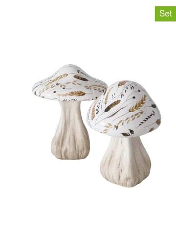 Boltze 2er-Set: Dekoaufsteller "Jelena" in Hellbraun/ Weiß - (H)17 cm