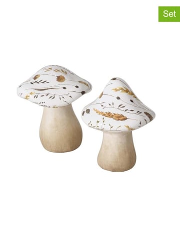 Boltze 2er-Set: Dekoaufsteller "Jelena" in Beige/ Weiß - (H)12 cm