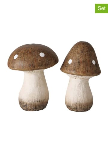 Boltze 2er-Set: Dekoaufsteller "Manuso" in Braun/ Weiß - (H)16 cm