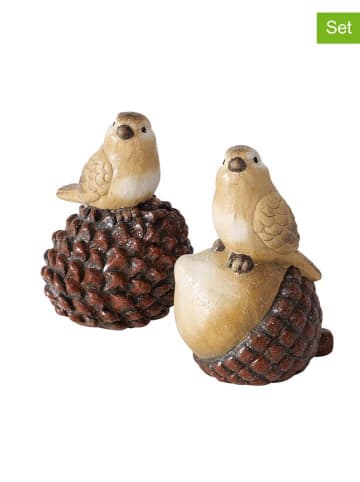 Boltze Dekoracje (2 szt.) "Miero" w kolorze brązowo-beżowym - wys. 13 cm