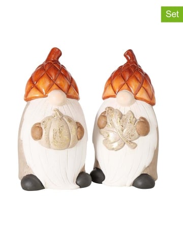 Boltze 2er-Set: Dekofiguren "Costas" in Beige/ Orange - (H)18 cm