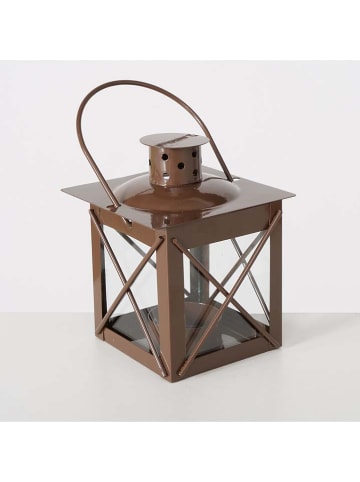 Boltze 2-delige set: lantaarns "Farol" bruin/lichtbruin - (B)10 x (H)13 cm