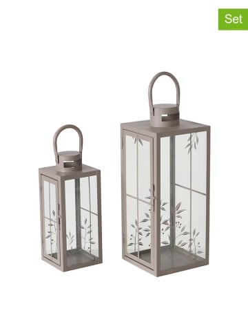 Boltze Lampiony (2 szt.) "Leavi" w kolorze szarym