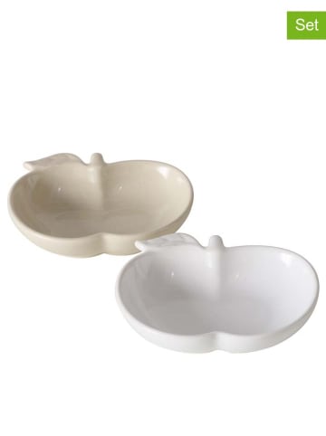 Boltze 2-delige set: decoratieve schalen "Manzana" wit/beige - (L)10,3 x (B)9 cm