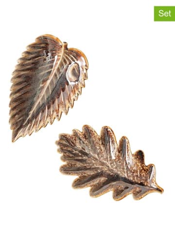 Boltze 2er-Set: Dekoschalen ''Dorit'' in Braun - (L)20 x (B)12,5 cm