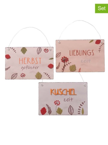 Boltze 3er-Set: Dekoschilder ''Levana'' in Bunt - (L)14 x (B)21 cm