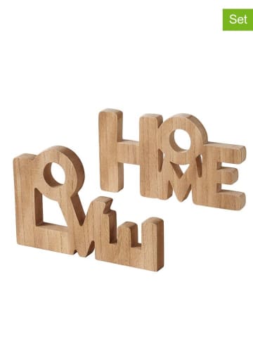 Boltze 2-delige set: decoratieve objecten lichtbruin - (B)21,5 x (H)12,3 x (D)1,8 cm