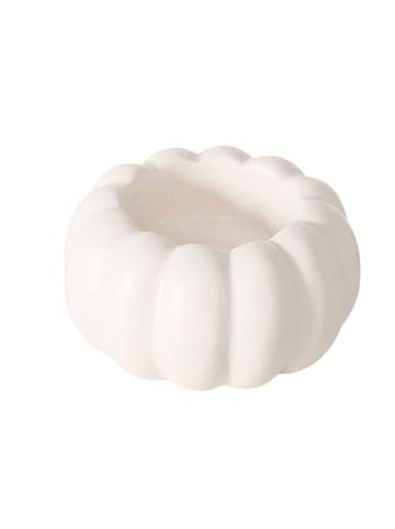 Boltze 2-delige set: theelichthouders "Pumpky" wit/oranje - (H)4 x Ø 8 cm