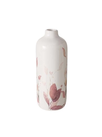 Boltze 2-delige set: vazen "Bernada" crème/roze - (H)18,5 x Ø 7 cm