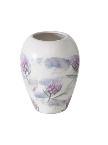 Boltze Vase "Protea" in Weiß/ Lila - (H)23 x Ø 18 cm