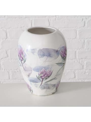 Boltze Vaas "Protea" wit/paars - (H)23 x Ø 18 cm