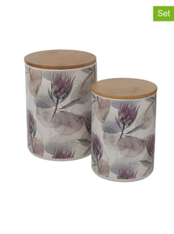 Boltze 2-delige set: voorraadpotten "Protea" meerkleurig