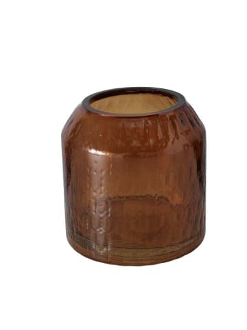 Boltze 3-delige set: windlichten "Likos" bruin/lichtbruin/grijs - (H)10 x Ø 10 cm