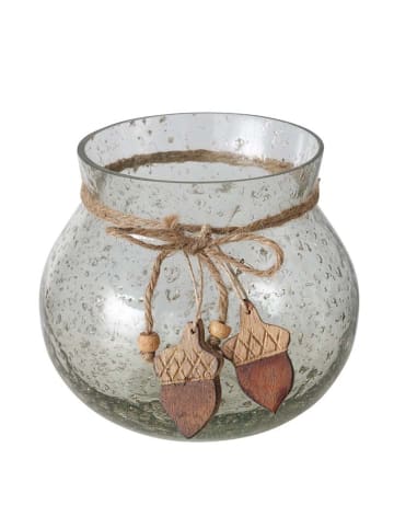 Boltze Windlicht "Tina" in Transparent/ Hellbraun - (H)14 x Ø 17 cm