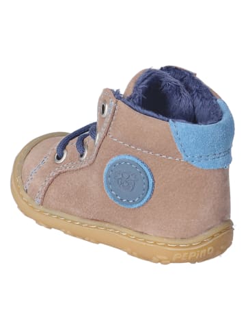 PEPINO Leder-Lauflernschuhe "Georgie" in Beige/ Blau