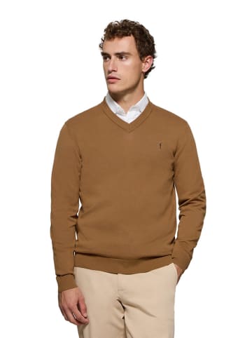 Polo Club Sweter w kolorze karmelowym