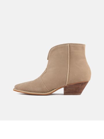 loft37 Leder-Ankle-Boots in Beige