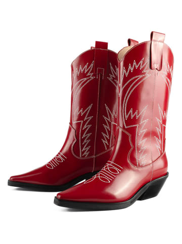 loft37 Leder-Cowboy-Boots "Holly Leaves" in Rot