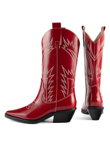 loft37 Leren enkellaarzen "Holly Leaves" rood