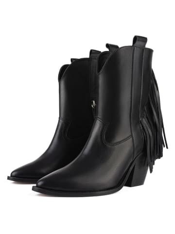 loft37 Leder-Stiefeletten in Schwarz