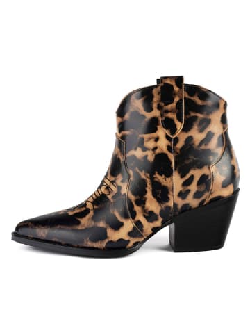 loft37 Leder-Stiefeletten "Nevada" in Schwarz/ Beige