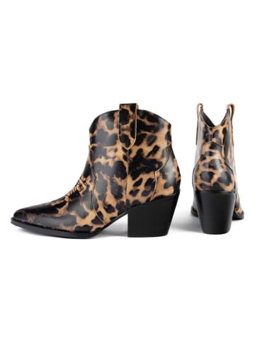 loft37 Leder-Stiefeletten "Nevada" in Schwarz/ Beige
