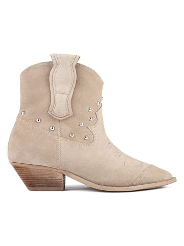 loft37 Leder-Cowboy-Boots in Beige