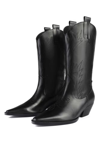 loft37 Leder-Cowboy-Boots "Crush On U" in Schwarz