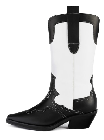 loft37 Leder-Cowboy-Boots "Deep Inside Of Me" in Schwarz/ Weiß