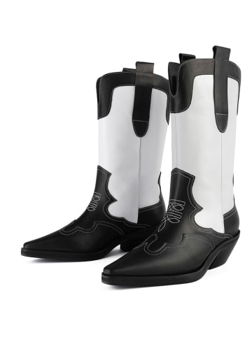 loft37 Leder-Cowboy-Boots "Deep Inside Of Me" in Schwarz/ Weiß