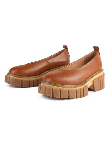 loft37 Leder-Ballerinas in Hellbraun