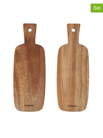 Homla 2er-Set: Schneidebretter ''Mooka'' in Hellbraun - (L)21 x (B)7,5 cm