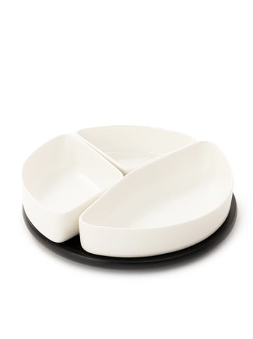 Homla 4-delige serveerplateauset "Felko" zwart/wit - Ø 24 cm