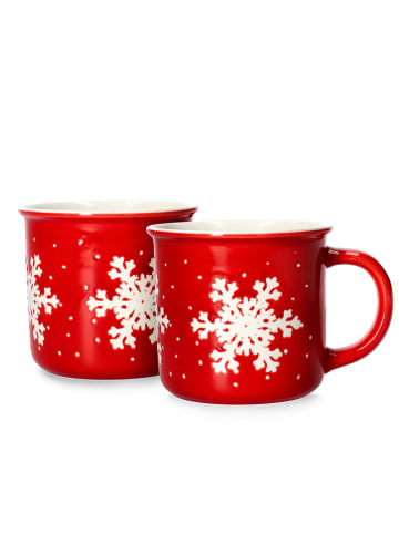 Homla 2er Set: Tasse ''Trinkie'' in Rot/ Weiß - 2 x 360 ml