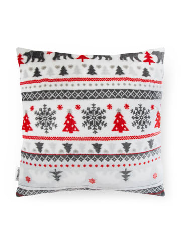 Homla Kissenhülle ''Noel'' in Weiß/ Rot/ Grau - (L)45 x (B)45 cm
