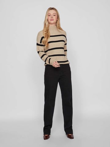Vila Pullover in Beige/ Schwarz