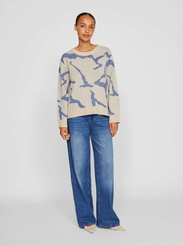 Vila Pullover in Creme/ Blau