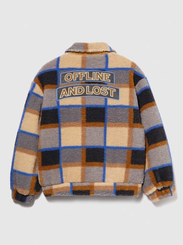 Sisley Fleecejacke in Orange/ Blau