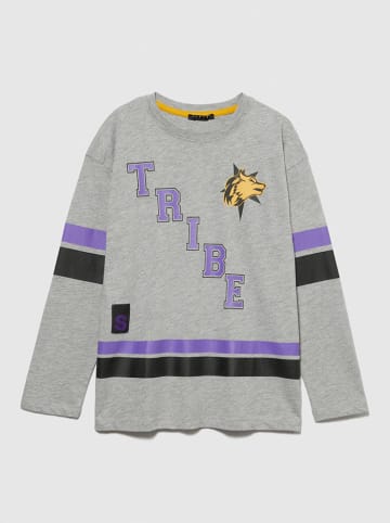 Sisley Longsleeve in Grau/ Schwarz/ Violett