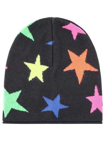 Zwillingsherz 2-delige set: muts en driehoekige doek "Neon Stern" donkerblauw/meerkleurig
